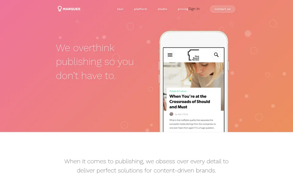Aperçu de la landing page