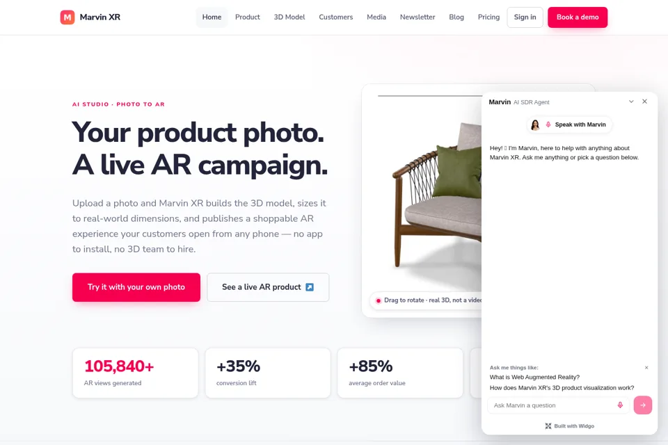 Aperçu de la landing page