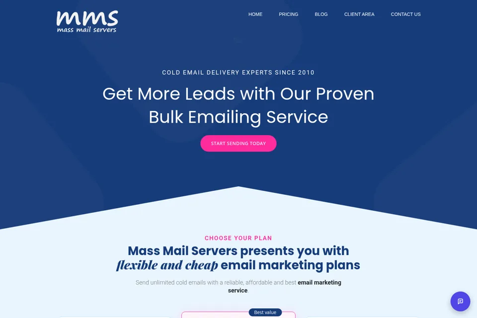 Aperçu de la landing page