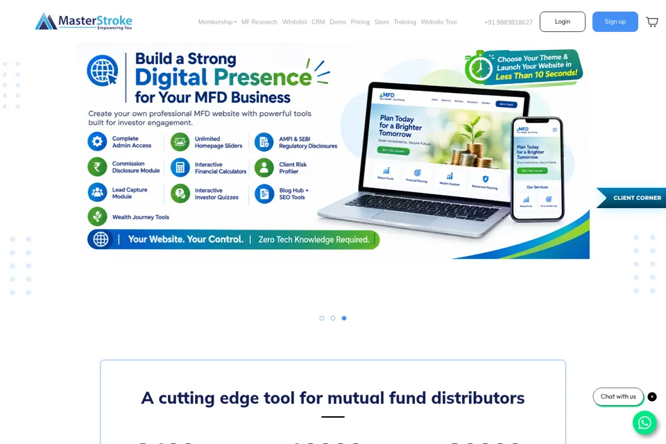 Aperçu de la landing page