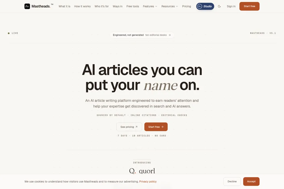 Landing page preview