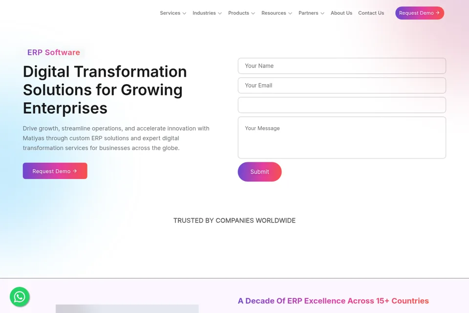 Aperçu de la landing page