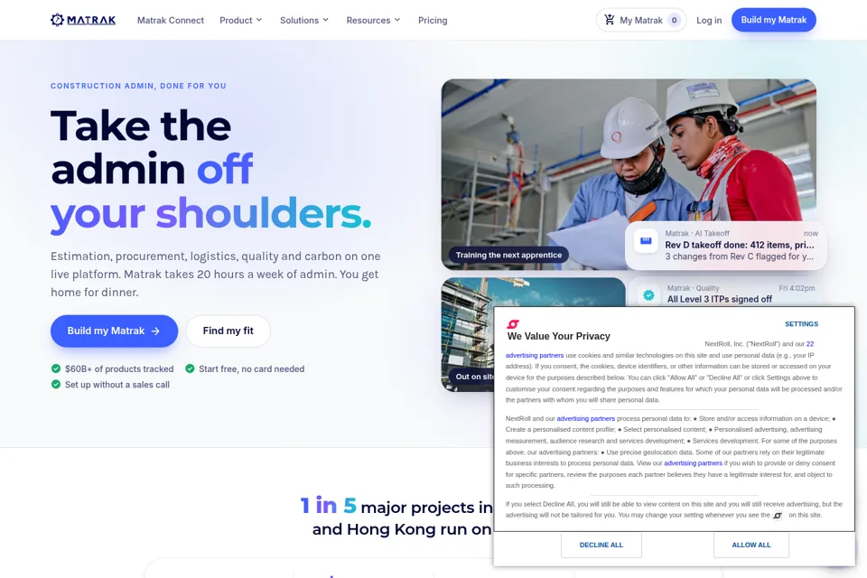 Aperçu de la landing page