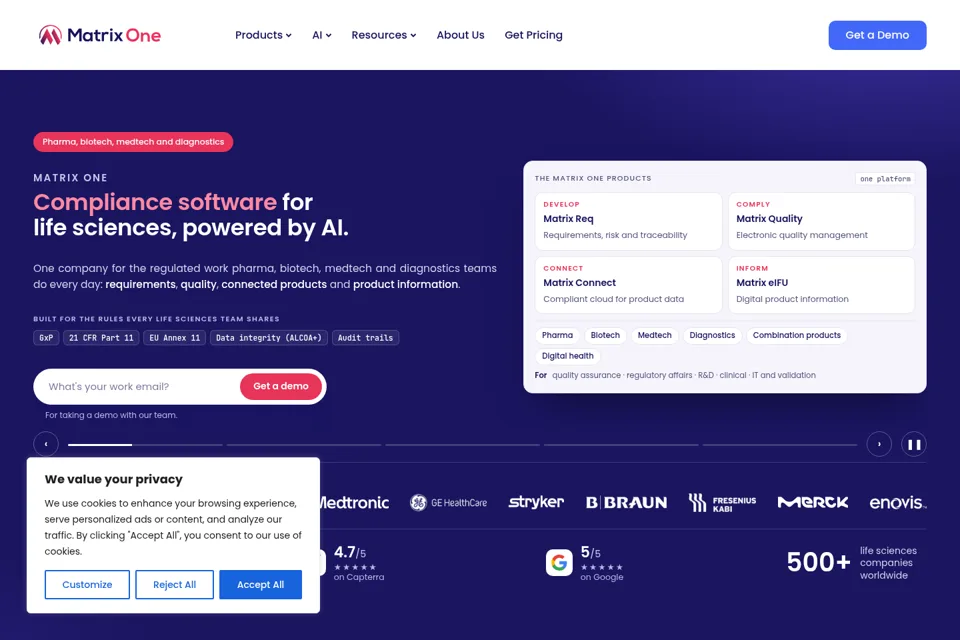 Aperçu de la landing page