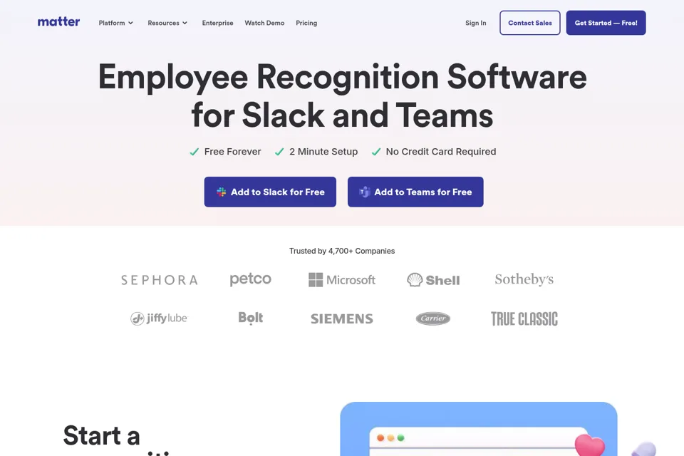 Aperçu de la landing page