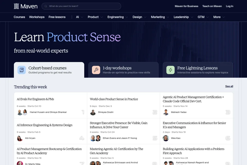 Aperçu de la landing page