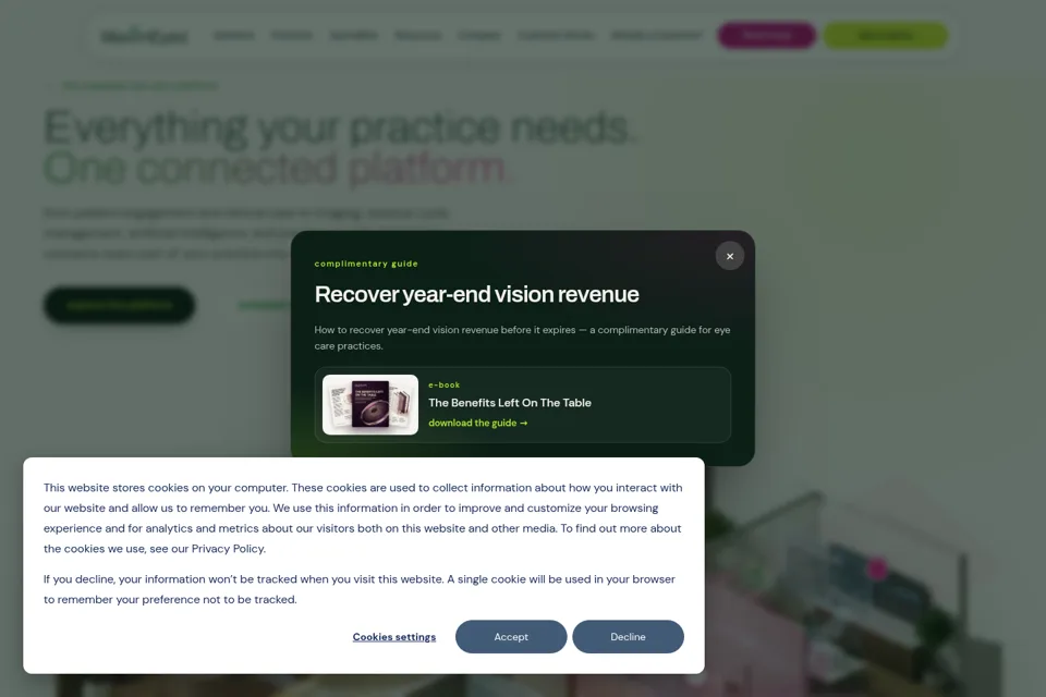 Aperçu de la landing page