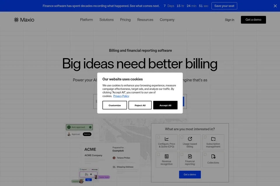 Aperçu de la landing page