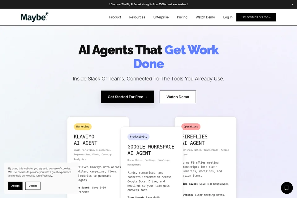 Aperçu de la landing page