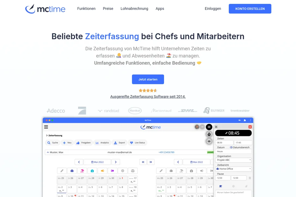 Aperçu de la landing page