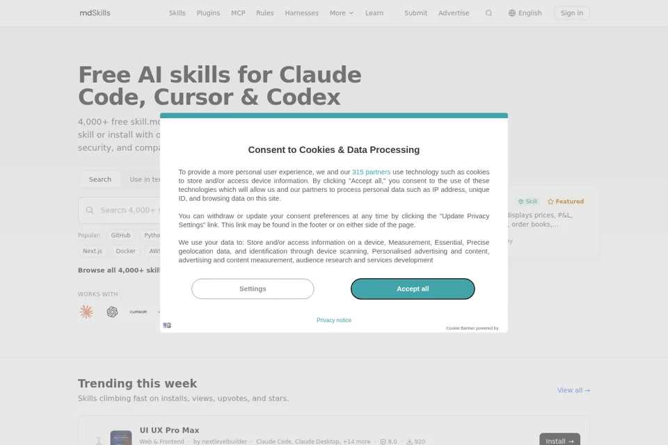Aperçu de la landing page
