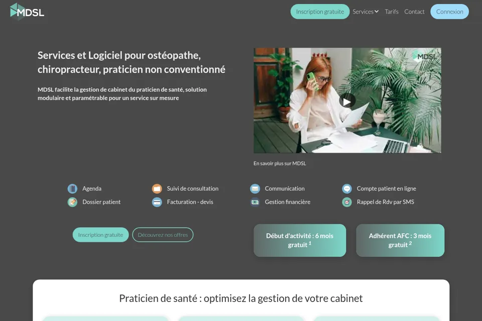 Aperçu de la landing page