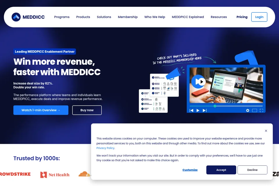 Aperçu de la landing page