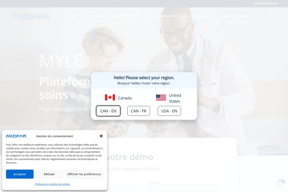 Aperçu de la landing page