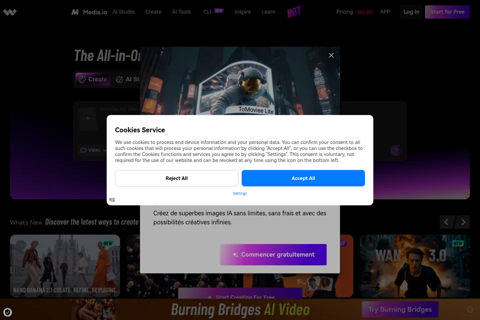 Aperçu de la landing page