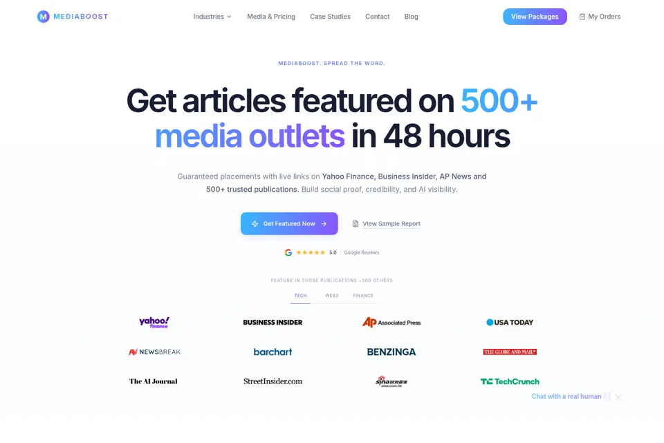 Aperçu de la landing page