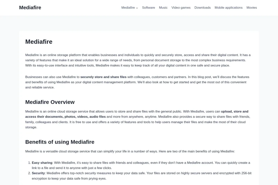 Aperçu de la landing page