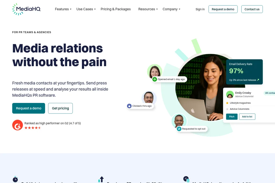 Aperçu de la landing page