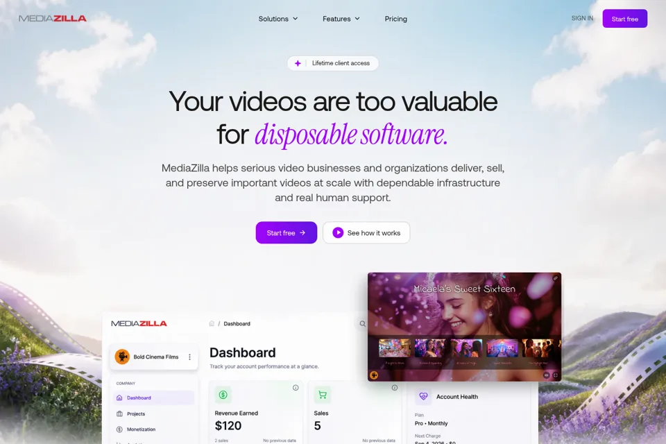 Aperçu de la landing page