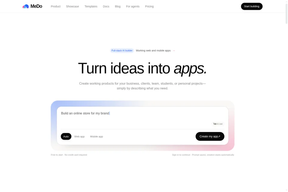 Aperçu de la landing page