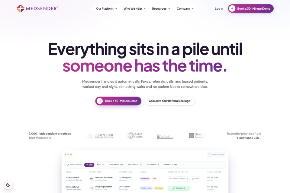 Aperçu de la landing page