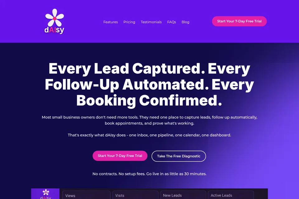 Aperçu de la landing page