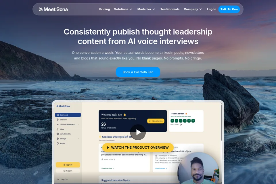 Aperçu de la landing page