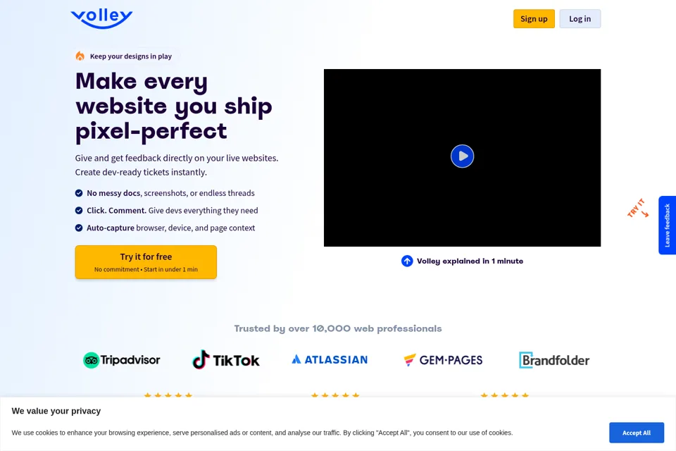 Aperçu de la landing page
