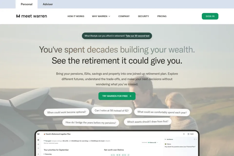 Aperçu de la landing page