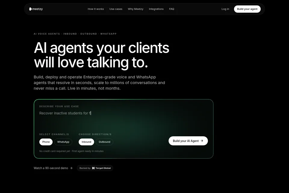 Aperçu de la landing page