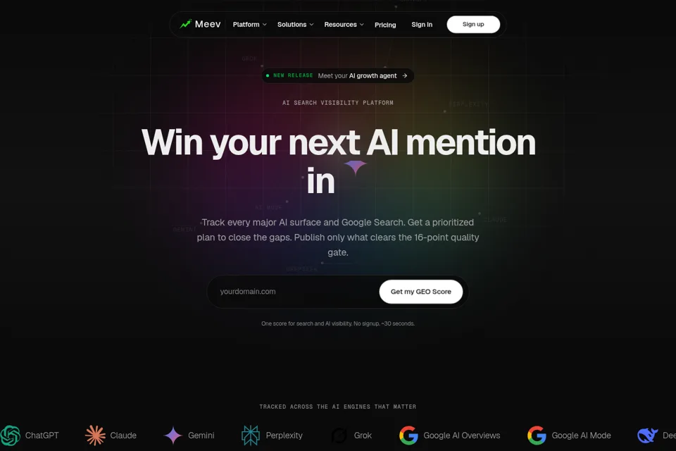 Aperçu de la landing page