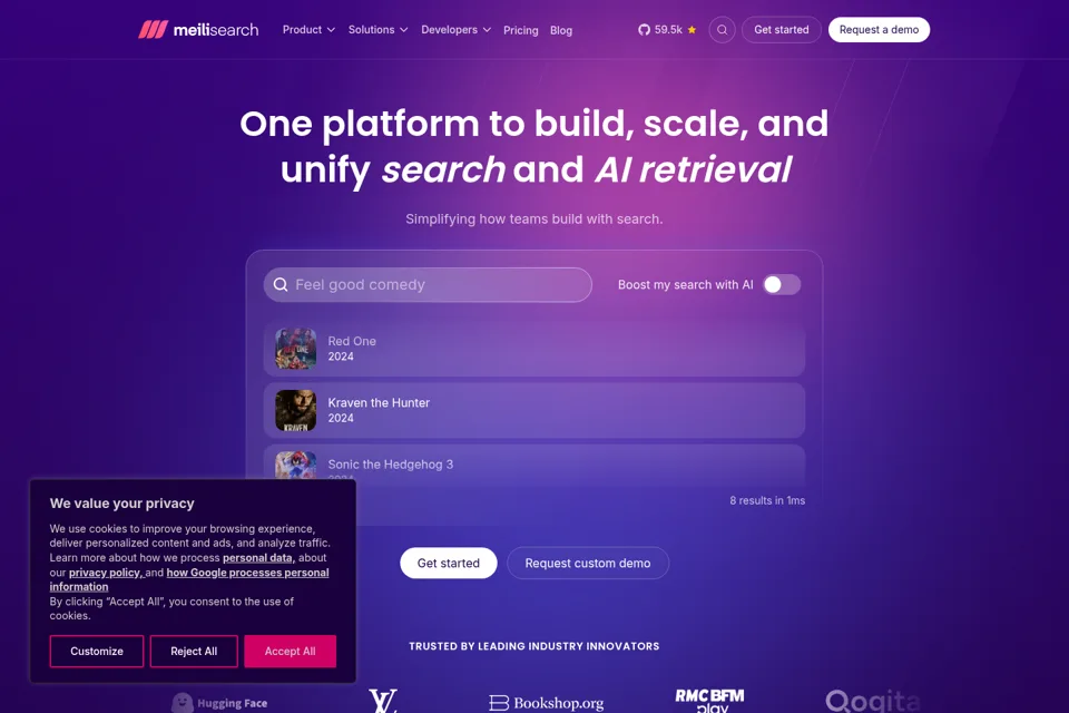 Aperçu de la landing page