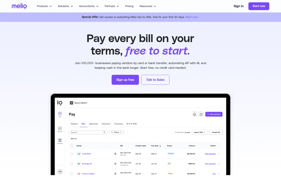 Aperçu de la landing page