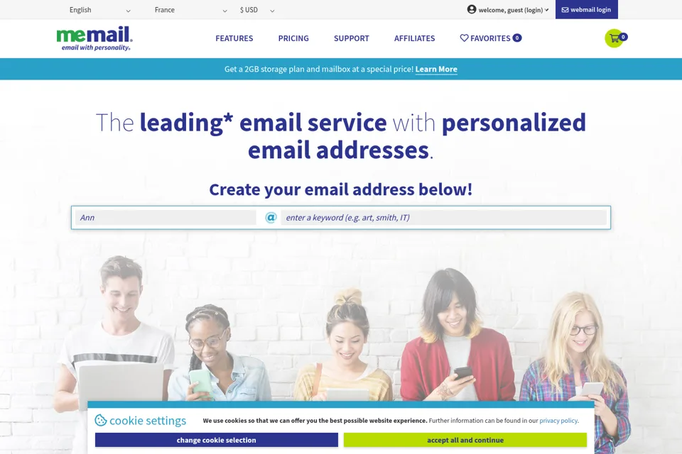 Aperçu de la landing page