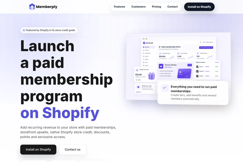 Aperçu de la landing page