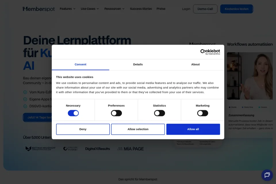 Aperçu de la landing page