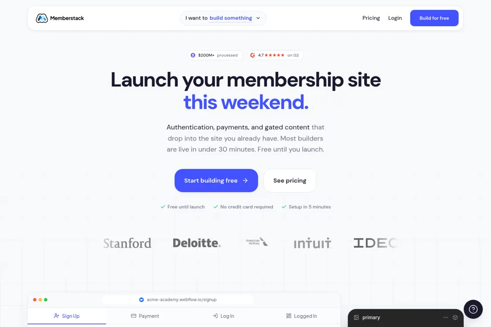 Aperçu de la landing page