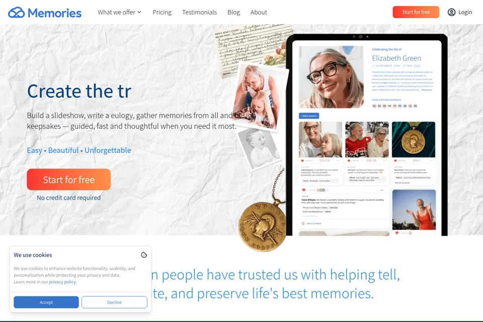 Aperçu de la landing page