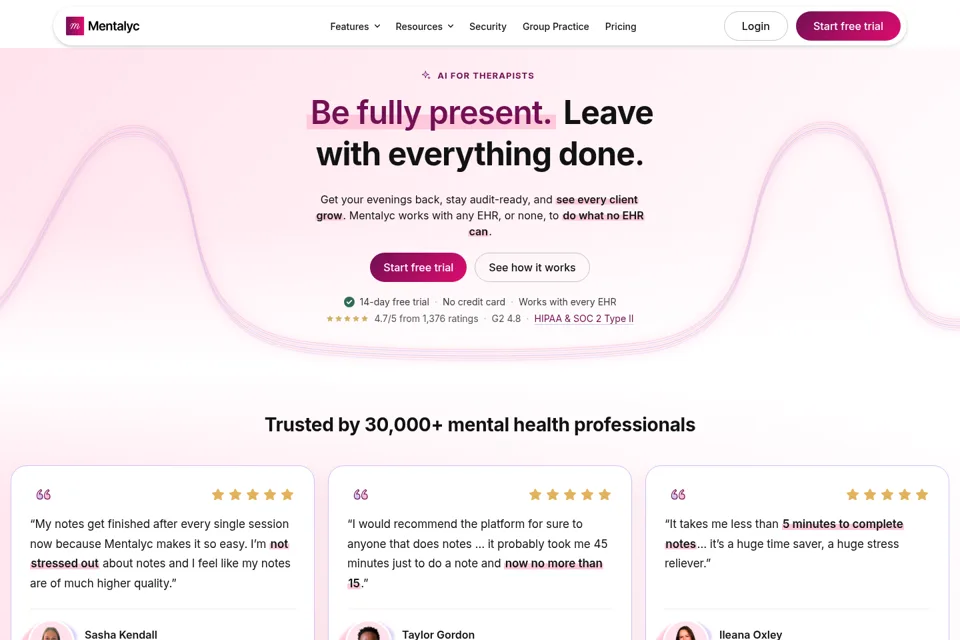 Aperçu de la landing page