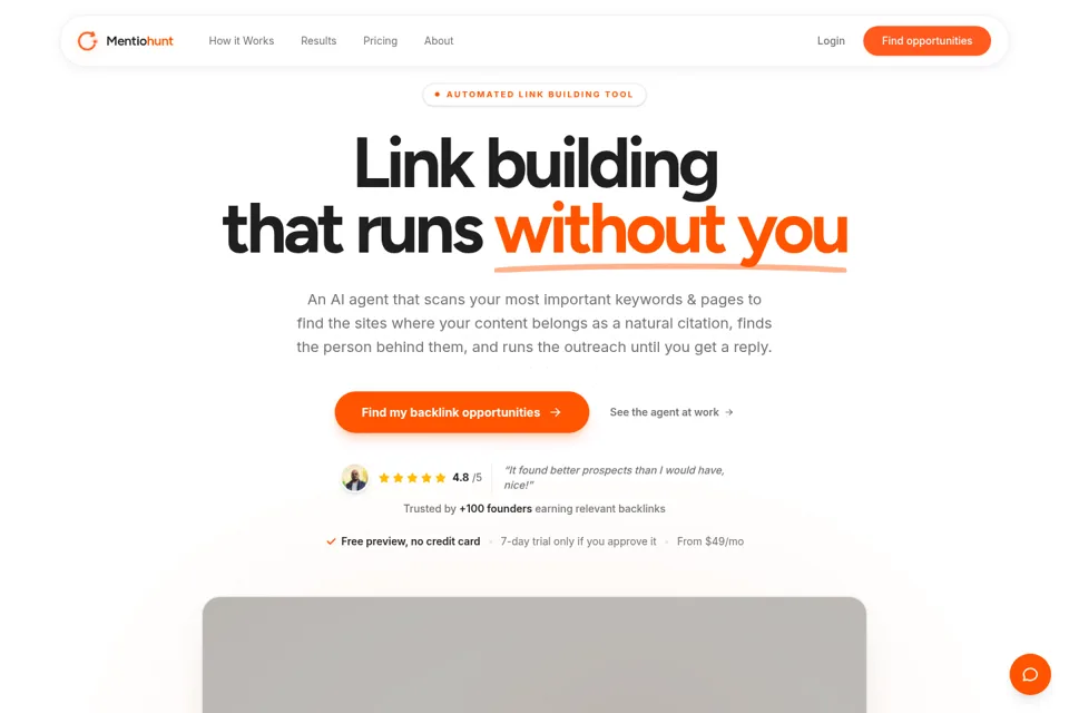 Aperçu de la landing page