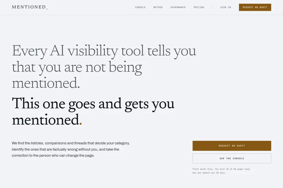 Aperçu de la landing page