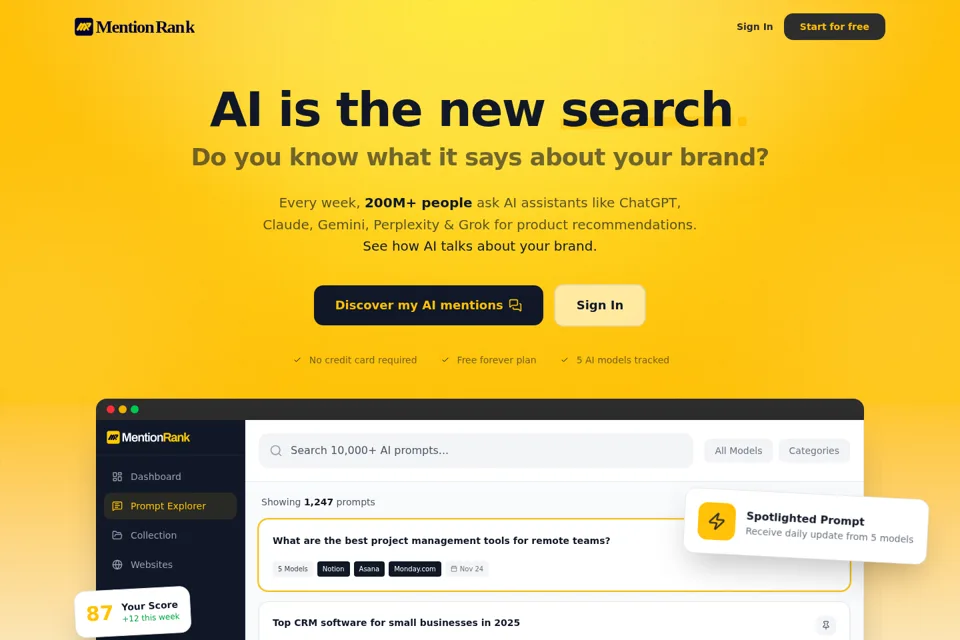 Aperçu de la landing page
