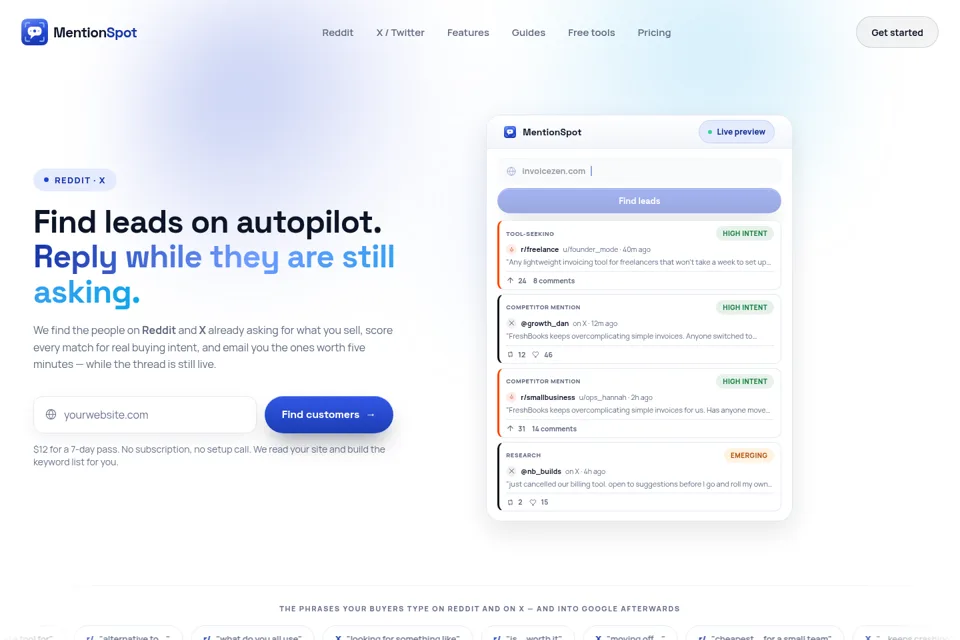 Aperçu de la landing page