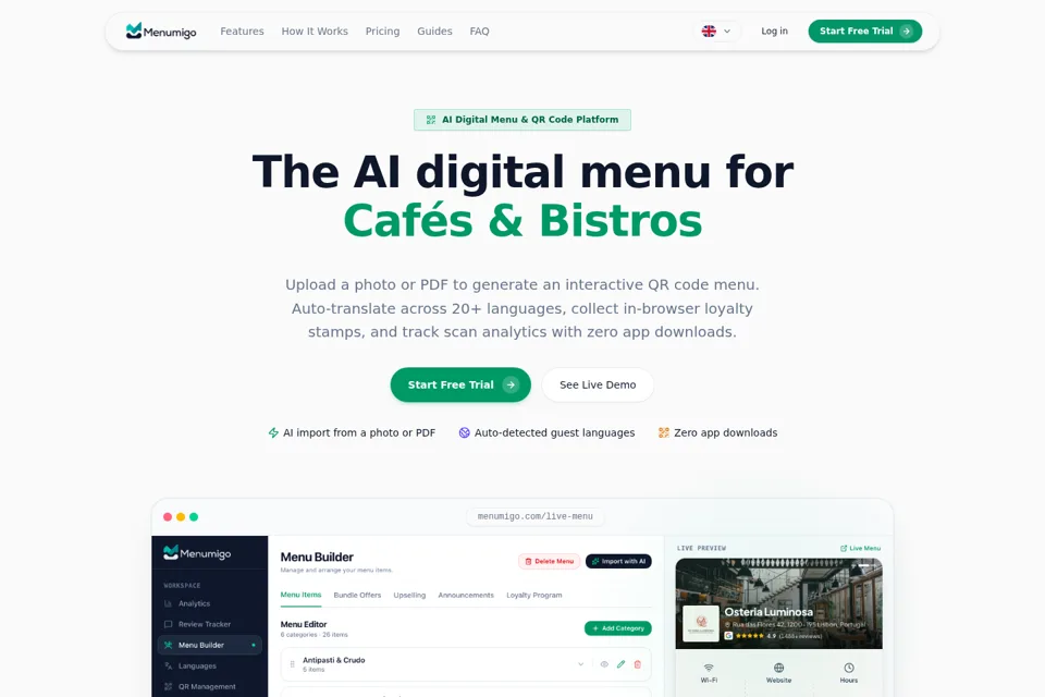 Aperçu de la landing page