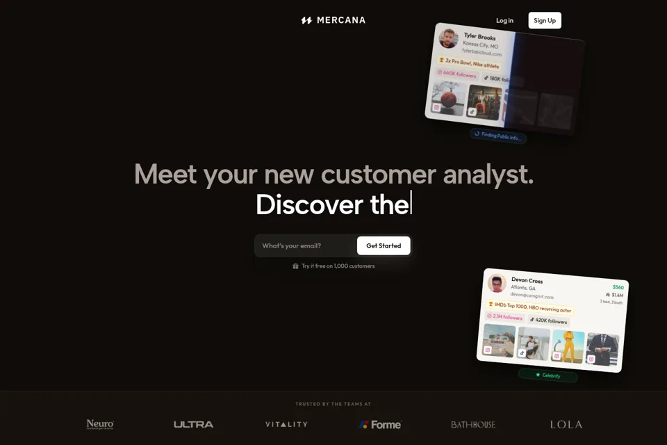 Aperçu de la landing page