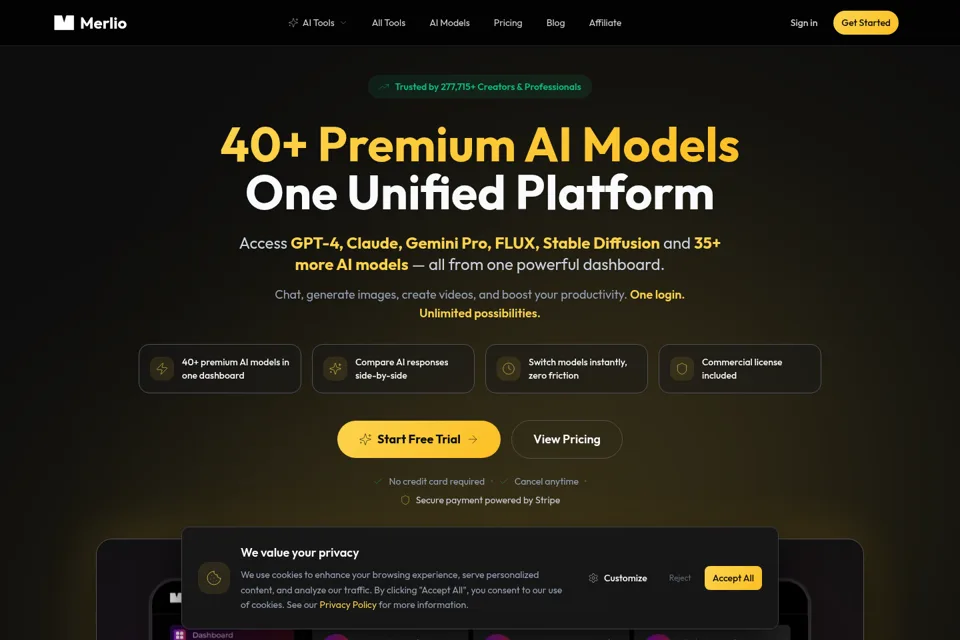 Aperçu de la landing page