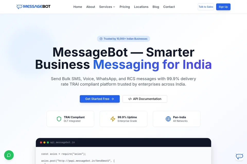 Aperçu de la landing page