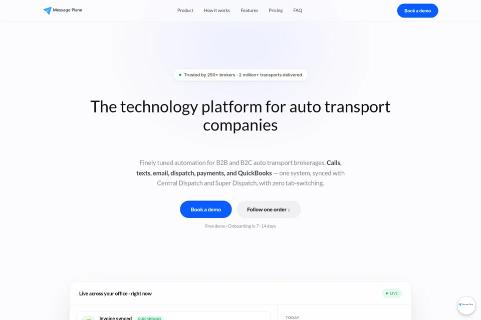 Aperçu de la landing page