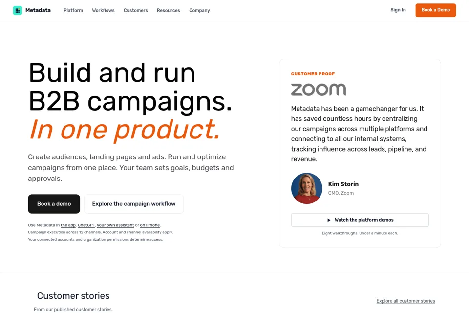 Aperçu de la landing page