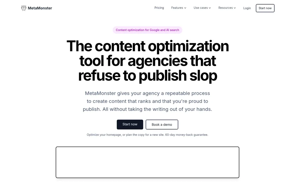 Aperçu de la landing page